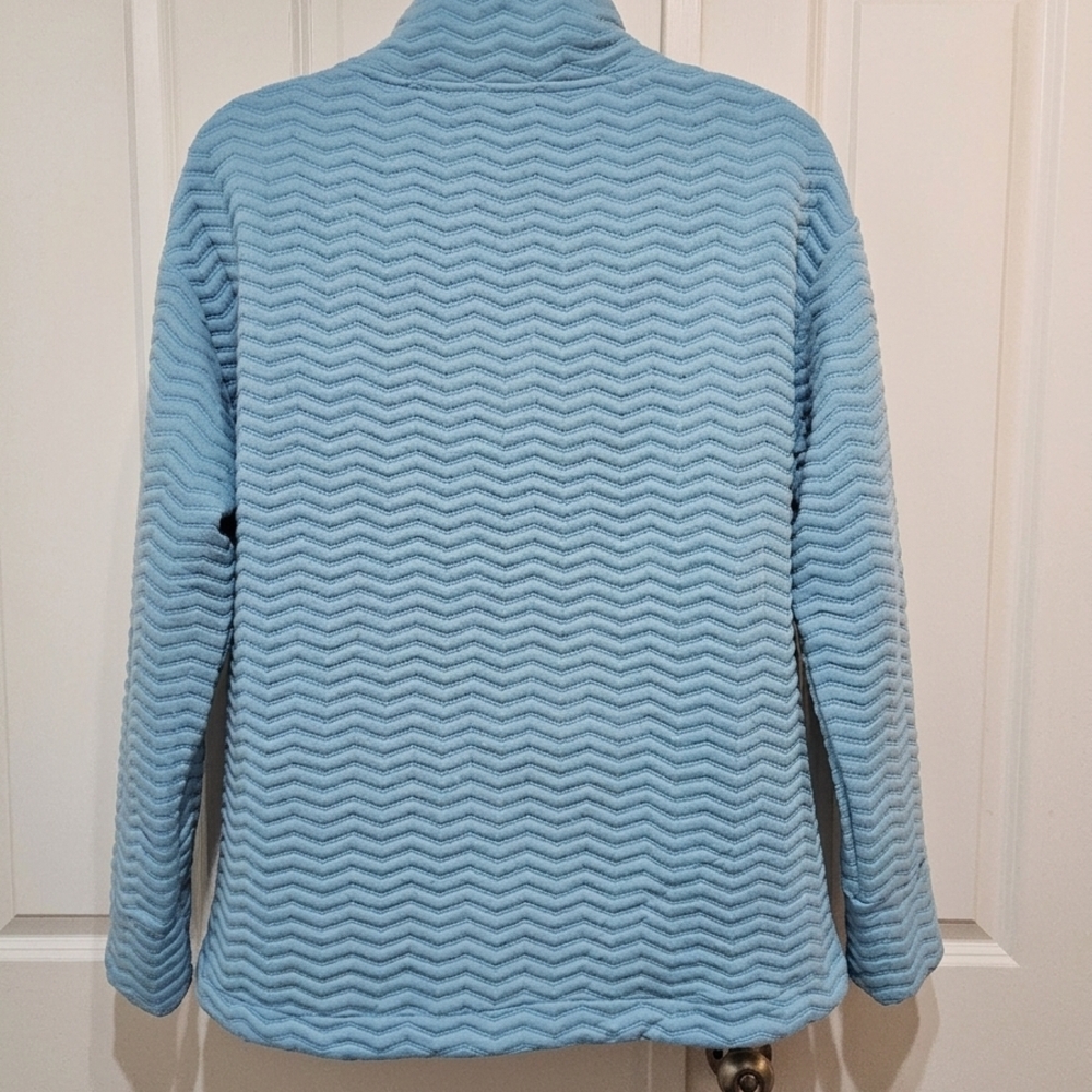 PLUS - Jones NY Sport Blue ZigZag Quilted Sweatshirt w/ Thumbholes - Picture 7 of 7